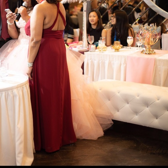 Size 18 burgundy long dress - Picture 2 of 3